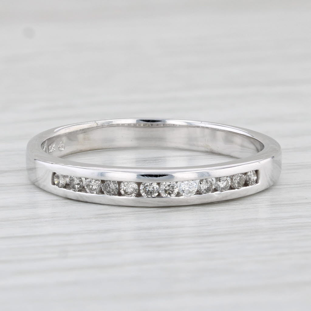 Light Gray 0.18ctw Diamond Wedding Band 10k White Gold Size 10.25 Stackable Ring