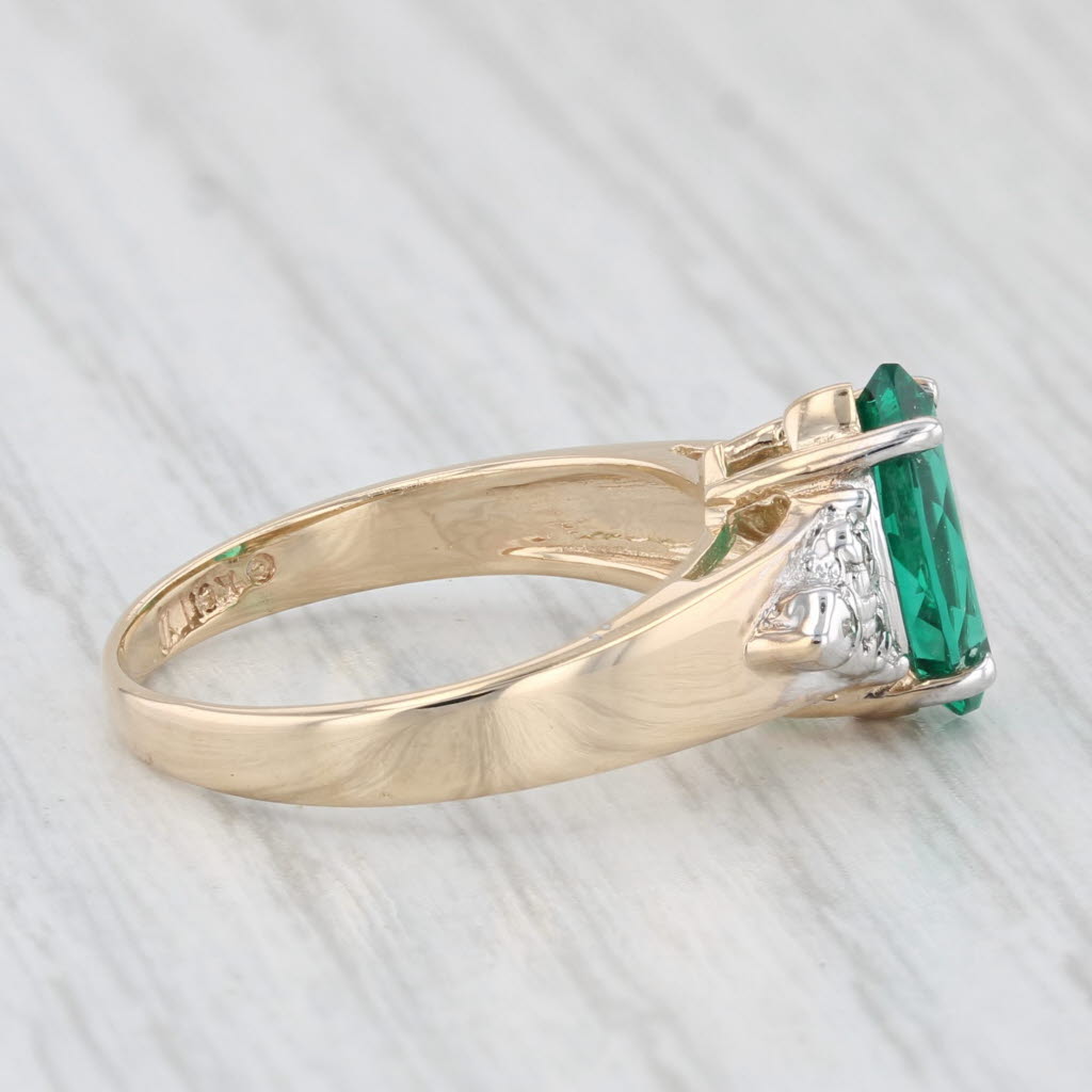 Light Gray 1.03ctw Marquise Lab Created Emerald Diamond Ring 14k Yellow Gold Size 5