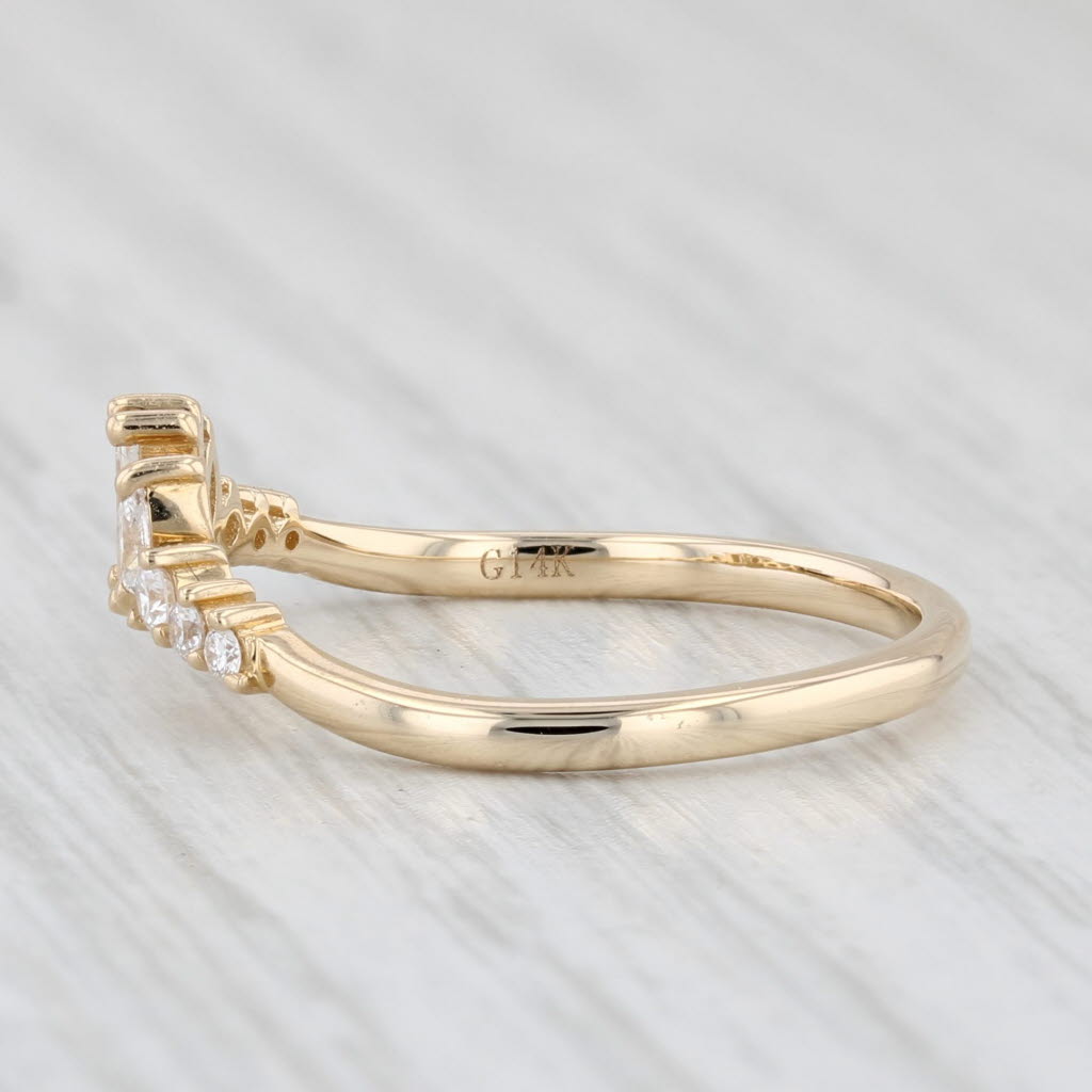 Light Gray New 0.28ctw Diamond Contoured Ring 14k Yellow Gold Guard Wedding Band Stackable