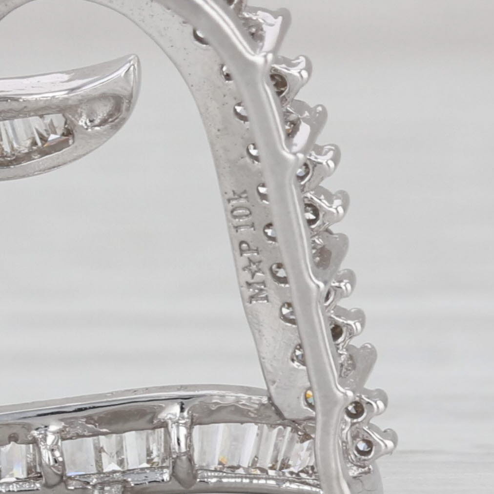 0.55ctw Diamond Open Heart Pendant 10k White Gold Drop