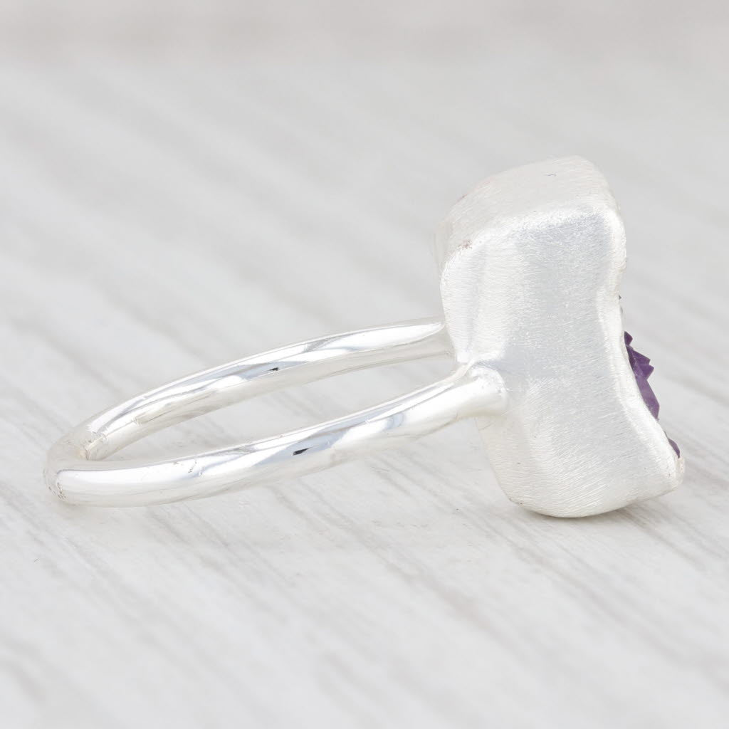 New Nina Wynn Druzy Amethyst Ring Sterling Silver Size 7 Gemstone Statement