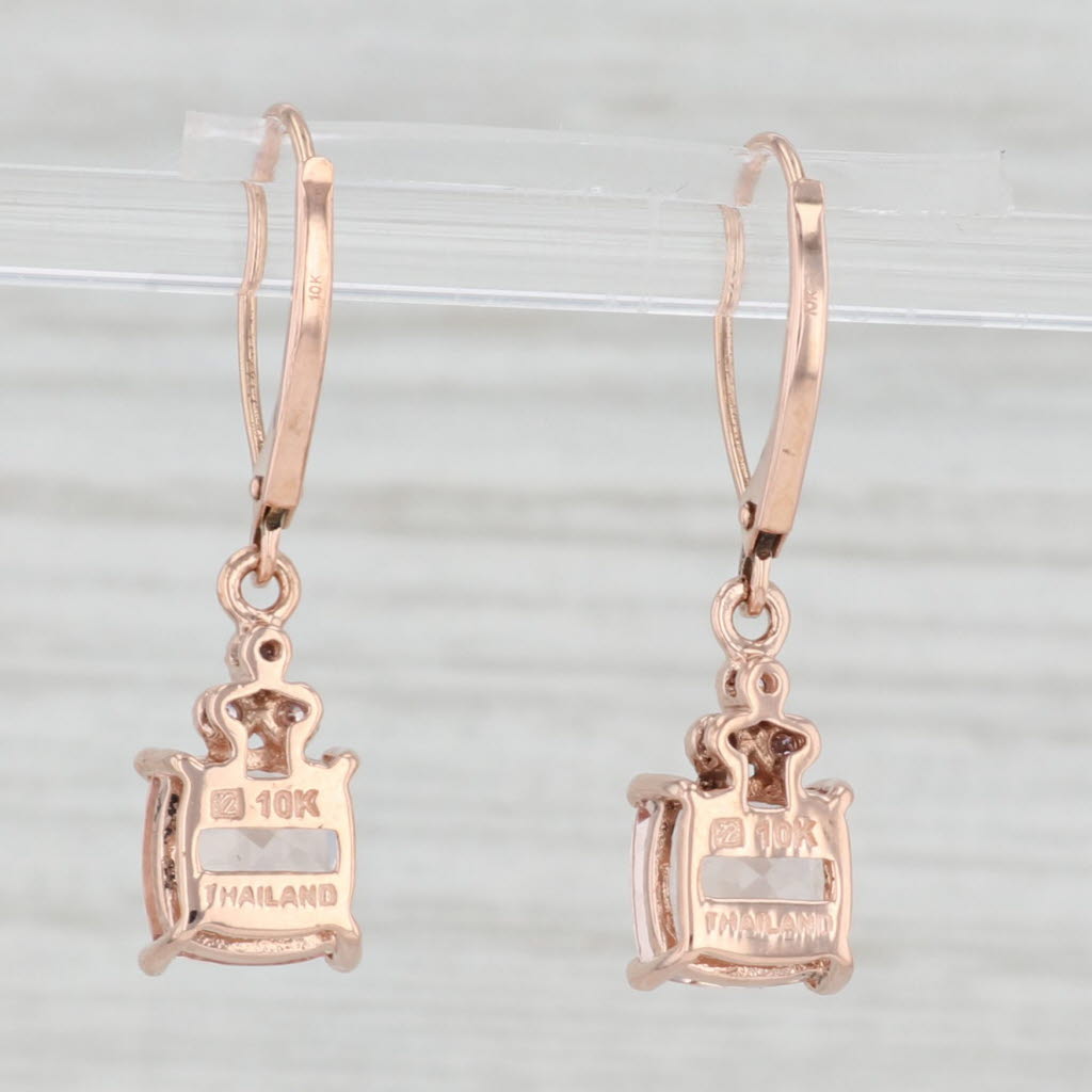 Light Gray 2.53ctw Morganite Diamond Dangle Earrings 10k Rose Gold Pierced Drops