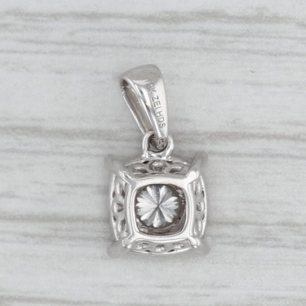 0.24ctw Diamond Halo Pendant 10k White Gold Small Drop