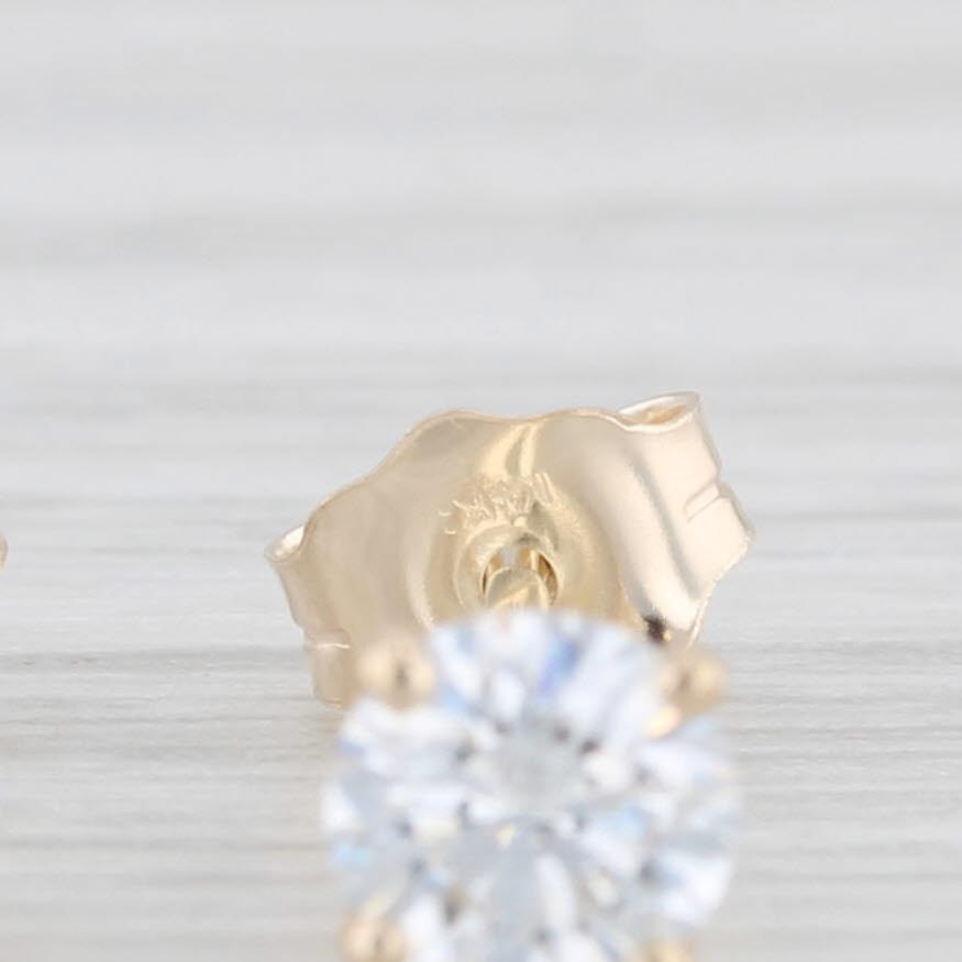 Light Gray New 0.71ctw Lab Created Diamond Stud Earrings 14k Yellow Gold Round Solitaires