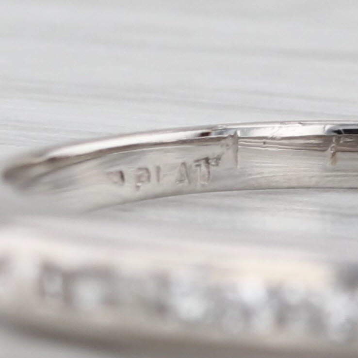 Antique 0.12ctw Diamond Wedding Band Stackable Platinum Ring Size 9 As Is