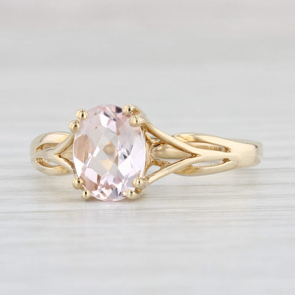 1.15ct Pink Morganite Solitaire Ring 10k Yellow Gold Size 7 Oval Solitaire