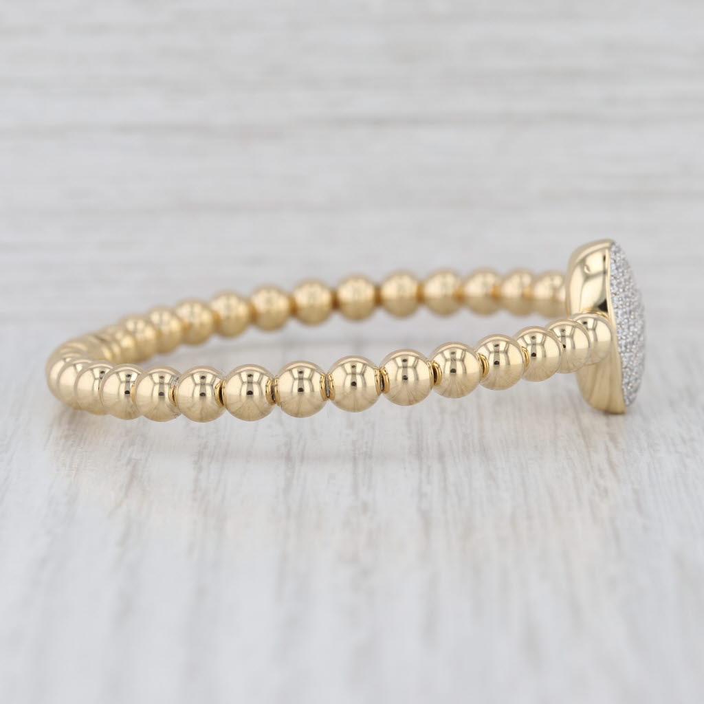 Tirisi 1.01ctw Pave Diamond Heart Bead Bangle Bracelet 18k Gold Magnetic Clasp