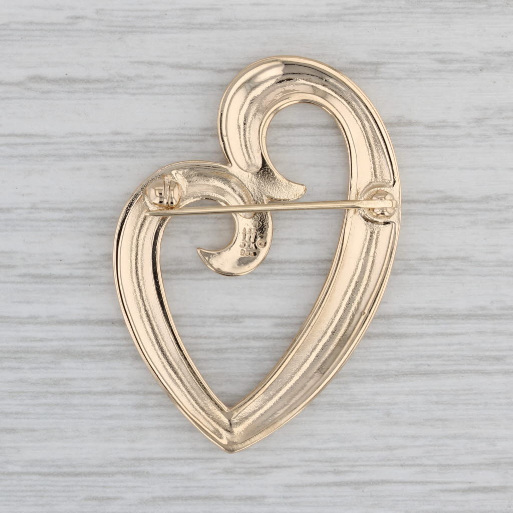 Gray James Avery Stylized Heart Brooch 14k Yellow Gold Statement