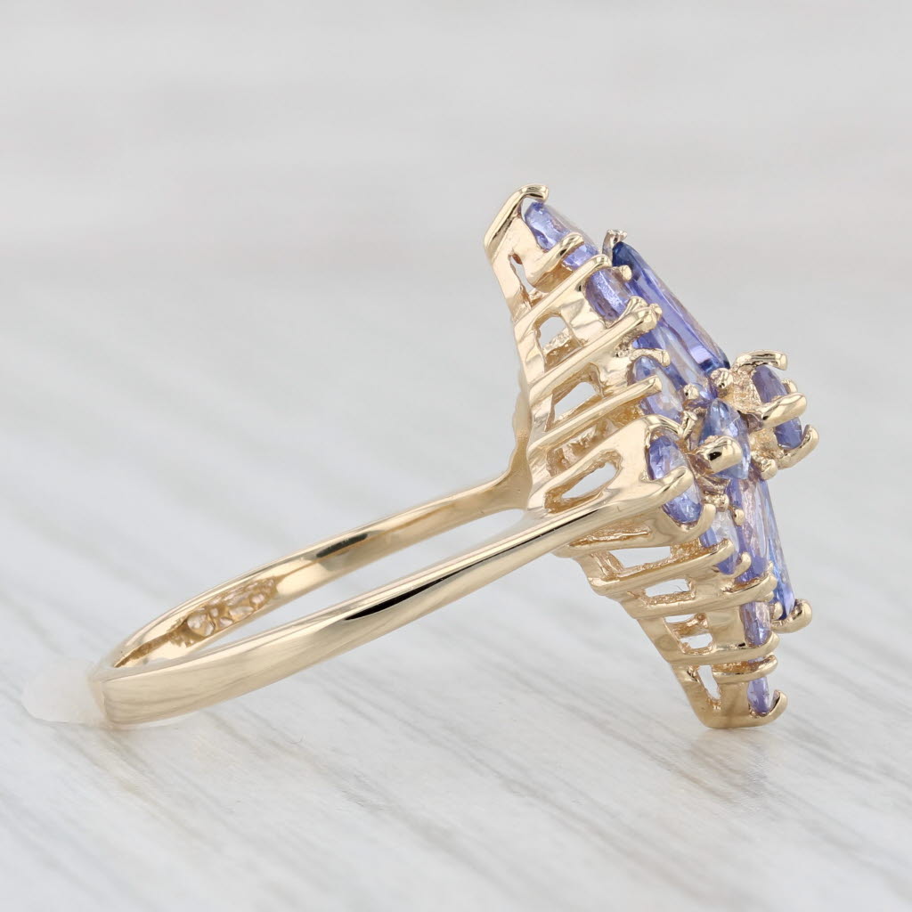 Light Gray 3.30ctw Tanzanite Cluster Ring 14k Yellow Gold Size 7 Cocktail