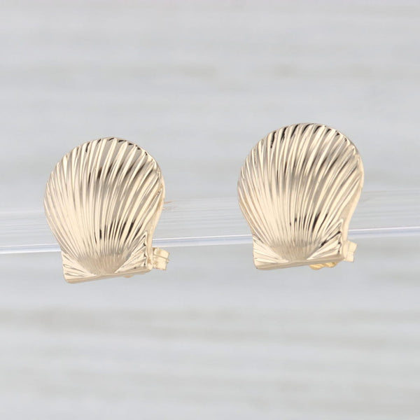 Clam Shell Stud Earring s14k Yellow Gold Pierced Nautical Studs