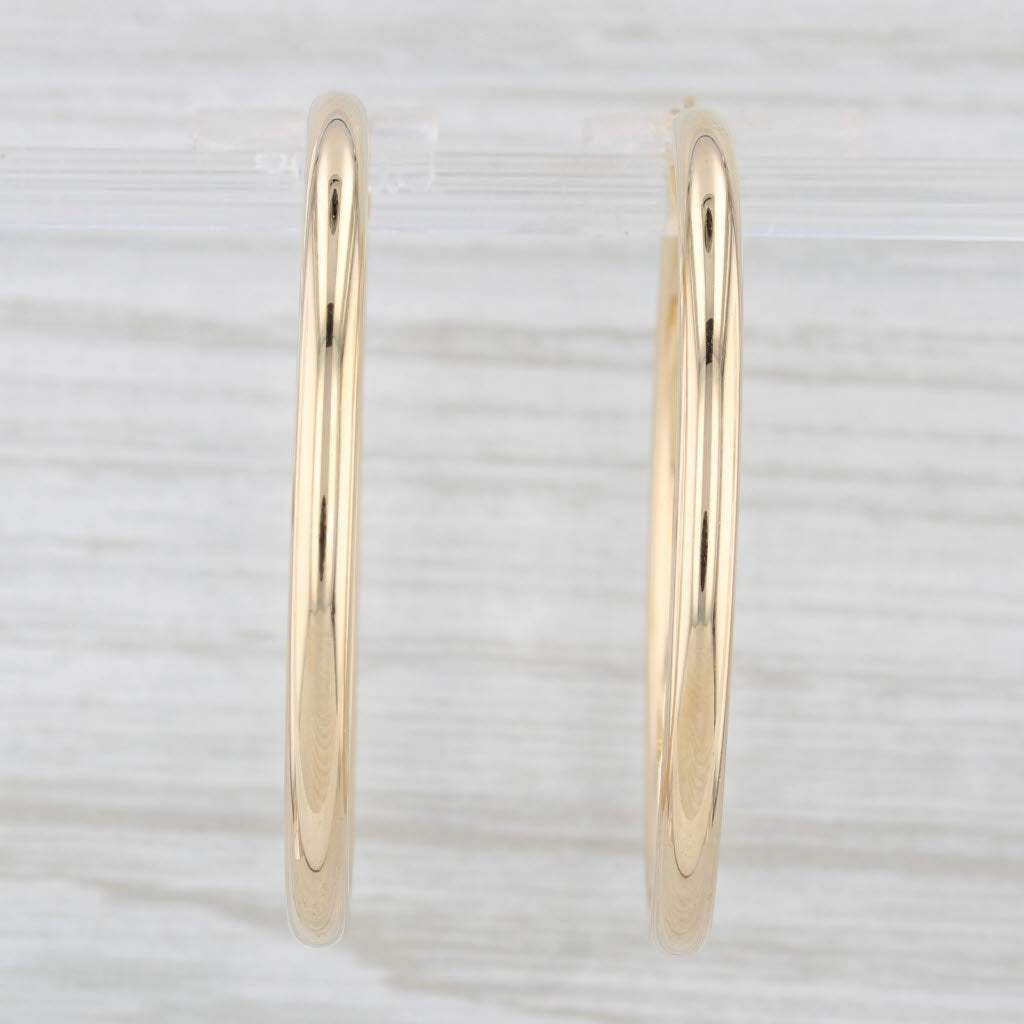 Light Gray New Large Hoop Earrings 14k Yellow Gold Snap Top Round Hoops 3 x35 mm