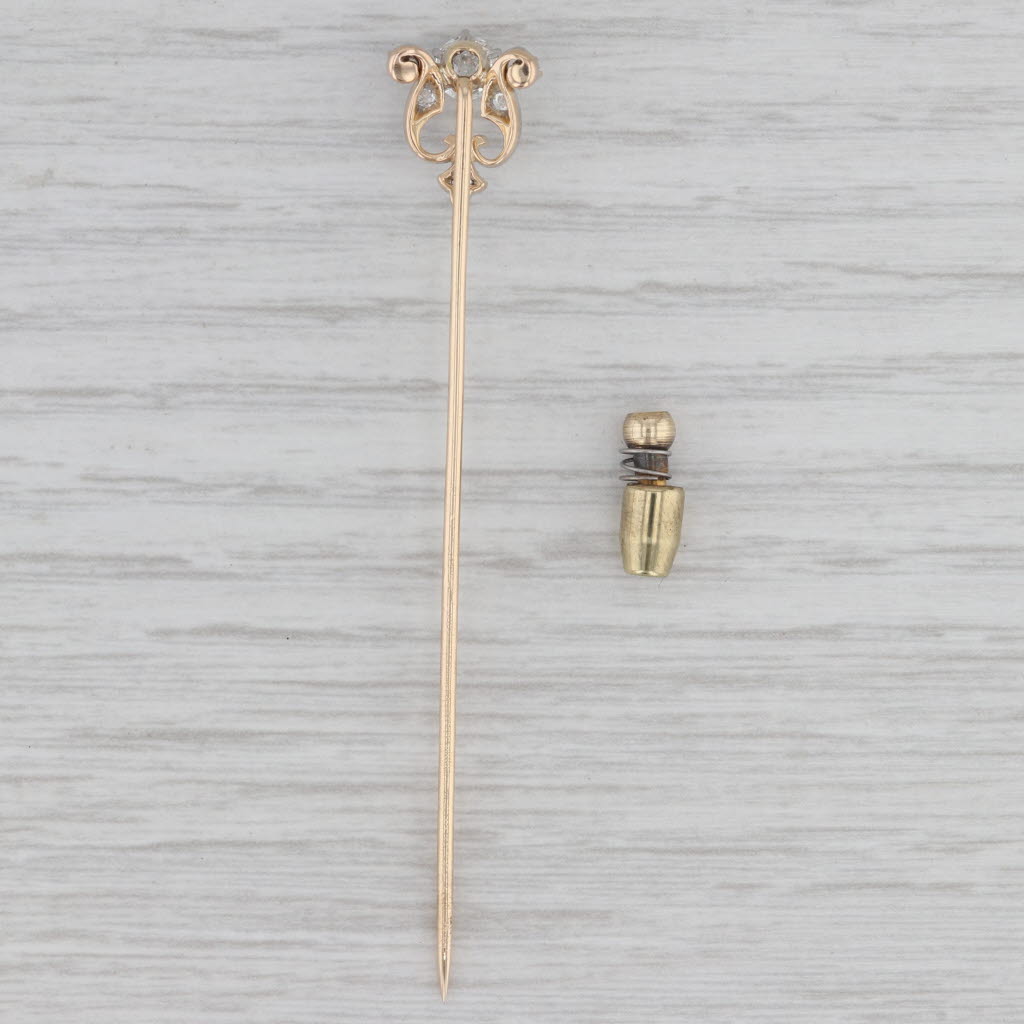 Gray 0.48ctw Diamond Stickpin 10k Gold Platinum Antique Pin