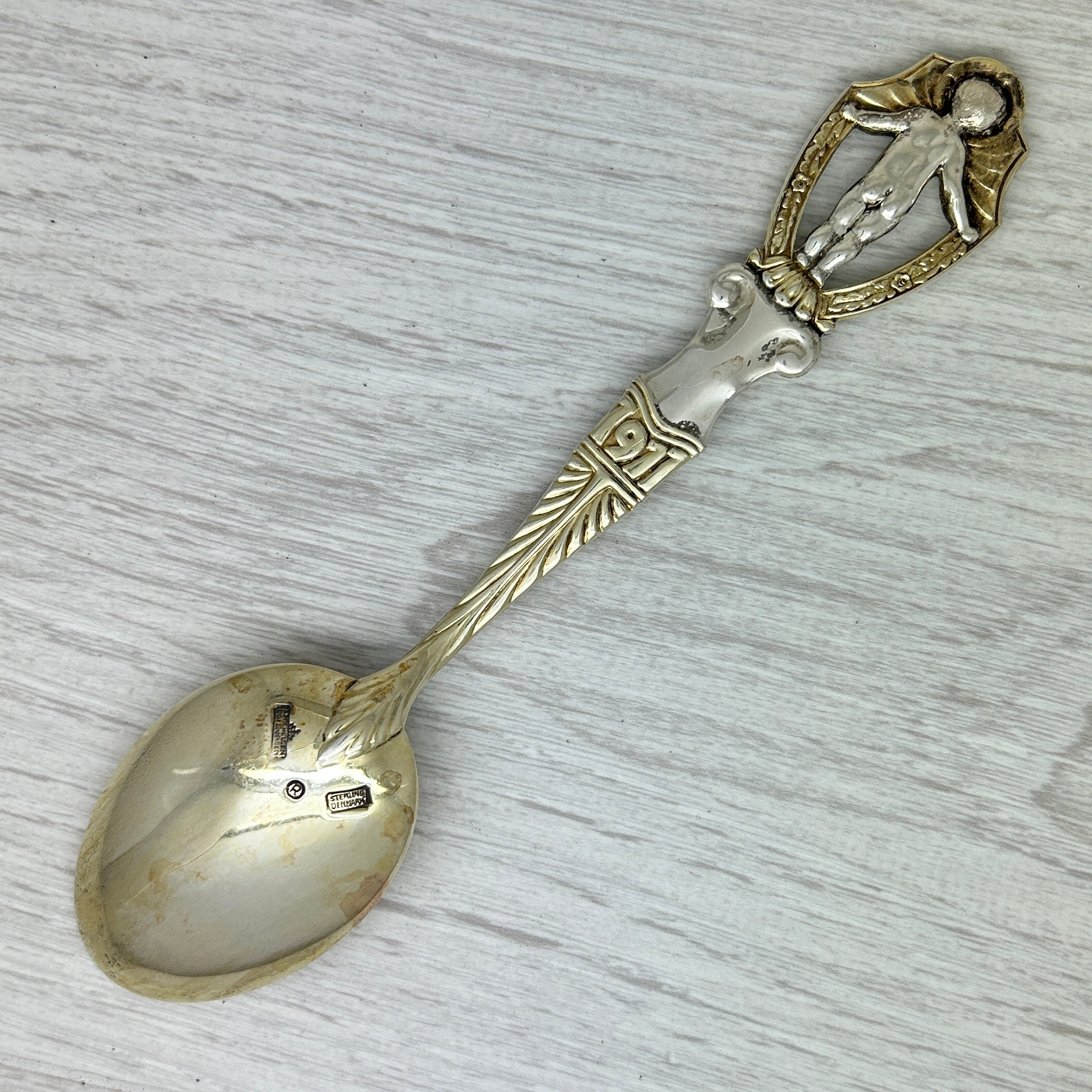 Gray Vintage 1911 Anton Michelsen Sterling Silver Christmas Spoon Denmark JUL 2nd Yr