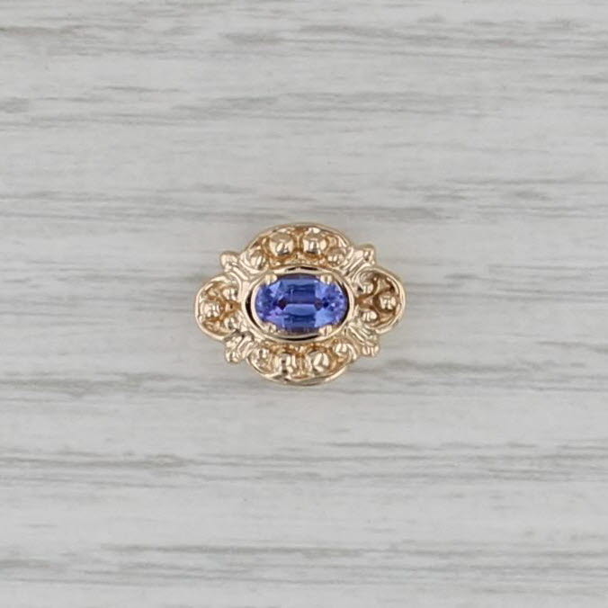 Old Victoria 0.50ct Tanzanite Slide Bracelet Charm 14k Yellow Gold Vintage