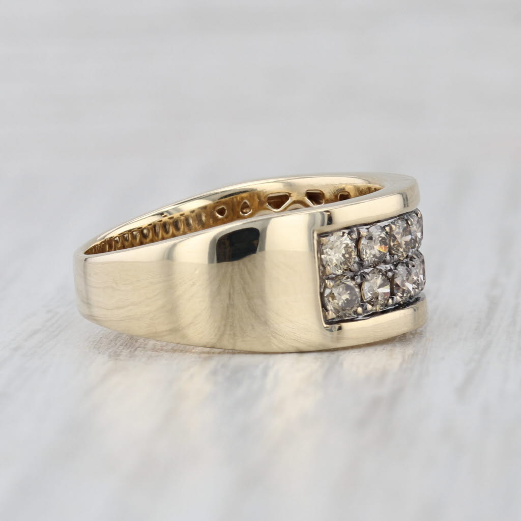 1.45ctw Champagne Diamond Ring 10k Yellow Gold Size 10.5 Men's Wedding