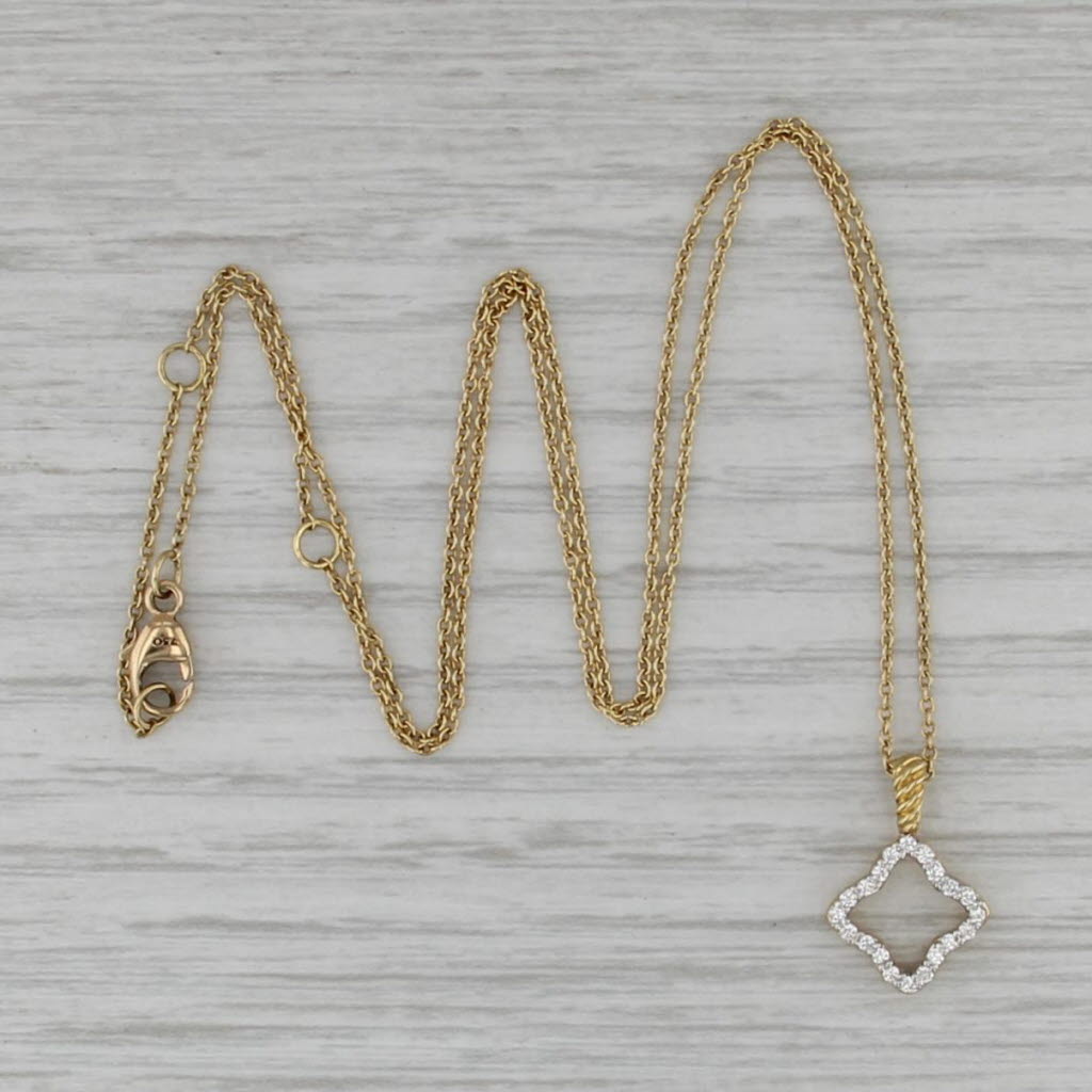 0.14ctw Diamond Flower Pendant Necklace 18k Yellow Gold 16-18" Cable Chain