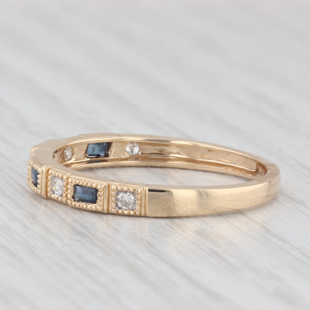 Light Gray New 0.32ctw Blue Sapphire Diamond Ring 14k Yellow Gold Stackable Wedding Sz 7.25