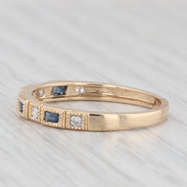 New 0.32ctw Blue Sapphire Diamond Ring 14k Yellow Gold Stackable Wedding Sz 7.25