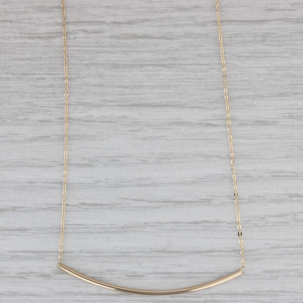 Gray Bar Cable Chain Necklace 14k Yellow Gold 18"