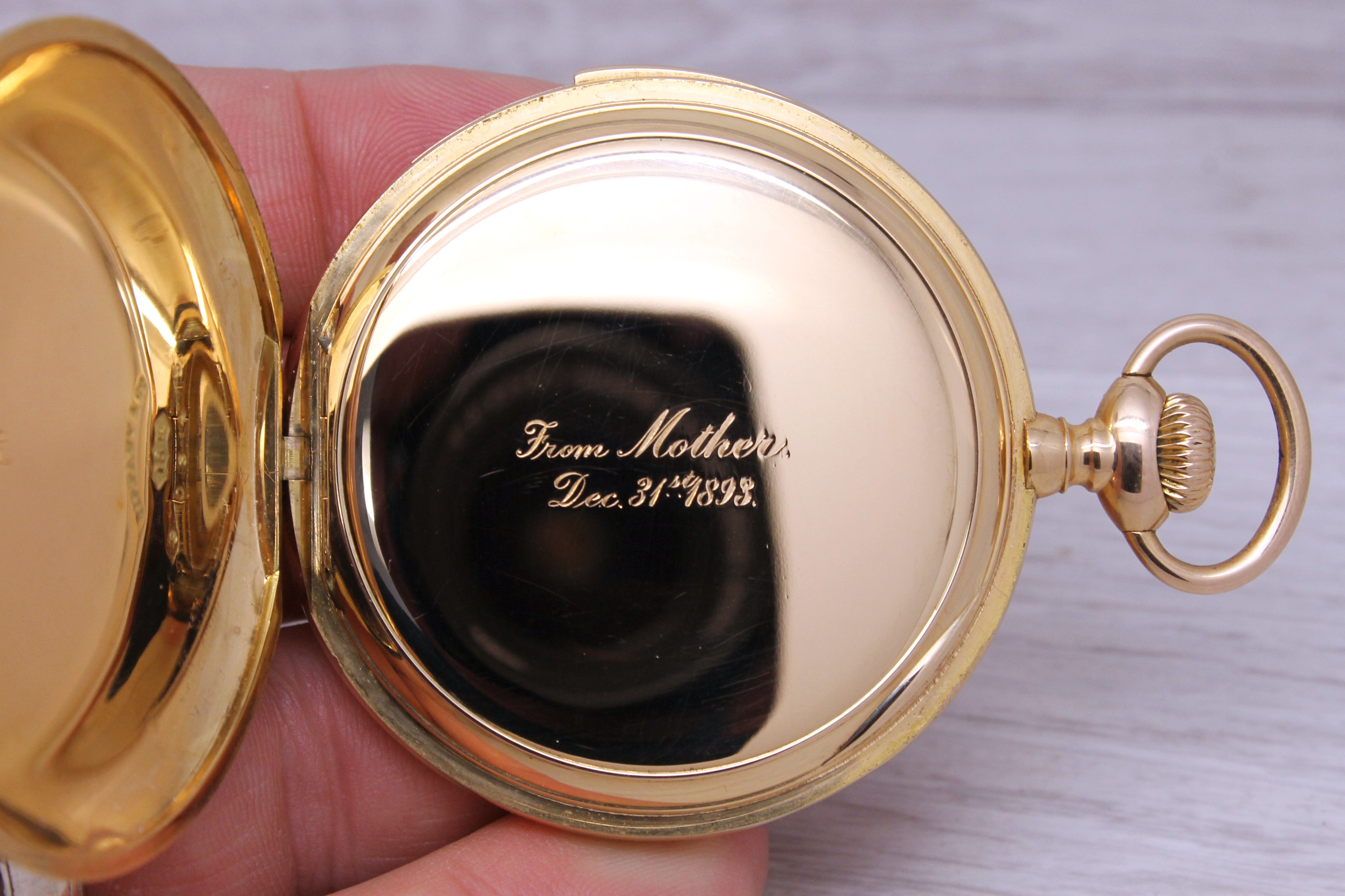 Dark Gray Antique 1893 Tiffany Co 18k Gold Minute Repeater Pocket Watch by Patek Philippe