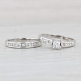 0.58ctw Princess Diamond Engagement Ring Wedding Band Bridal Set 14k White Gold