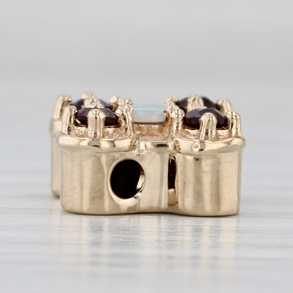 Light Gray Garnet Opal Slide Bracelet Charm 14k Yellow Gold Vintage Old Victoria
