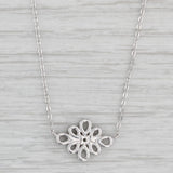 New 0.24ctw Diamond Flower Pendant Necklace 14k White Gold Cable Chain 16"-18"