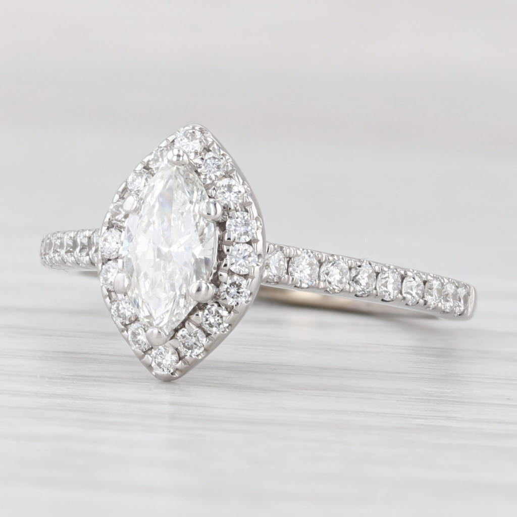 Light Gray Vera Wang Love 1.29ctw Marquise Diamond Halo Engagement Ring 14k Gold Sapphire