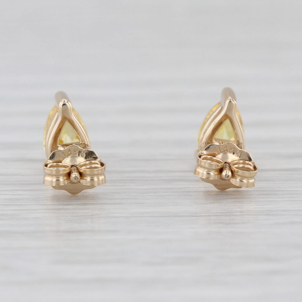 0.70ctw Yellow Cubic Zirconia Pear Stud Earrings 14k Yellow Gold Teardrop
