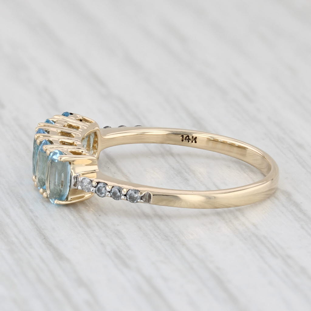 Light Gray 1.04ctw Aquamarine Diamond Ring 14k Yellow Gold Size 7