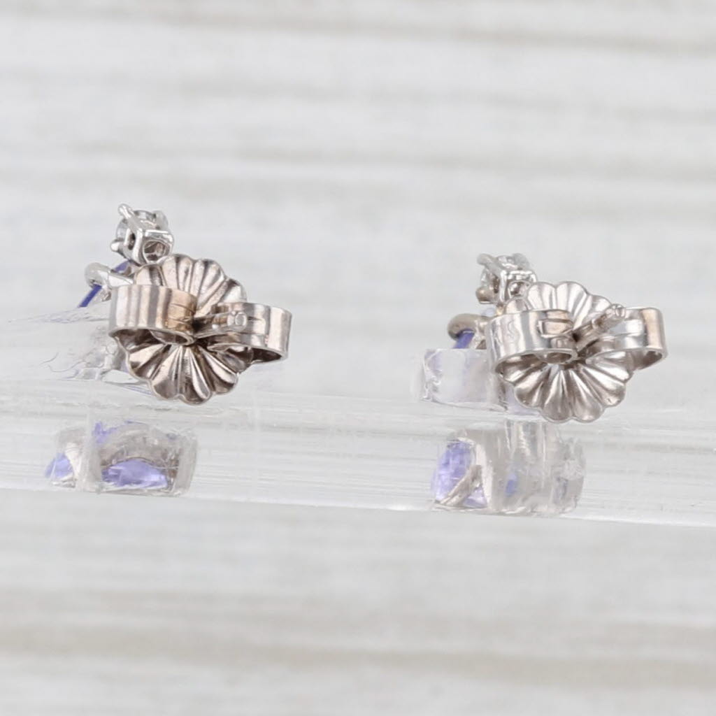 Light Gray 1.54ctw Pear Tanzanite Diamond Stud Earrings 14k White Gold