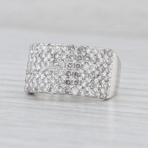1.20ctw Pave Diamond Ring 14k White Gold Size 6 Cocktail Cluster