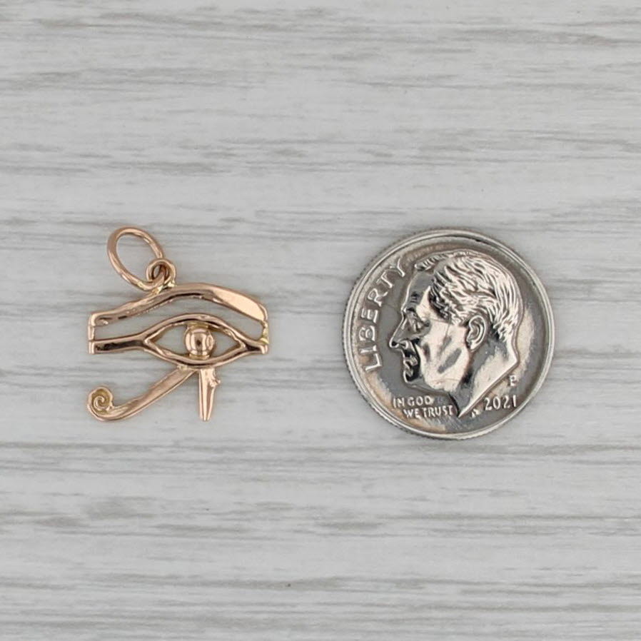 Eye of Horus Pendant 18k Yellow Gold Egyptian Charm Amulet Talisman