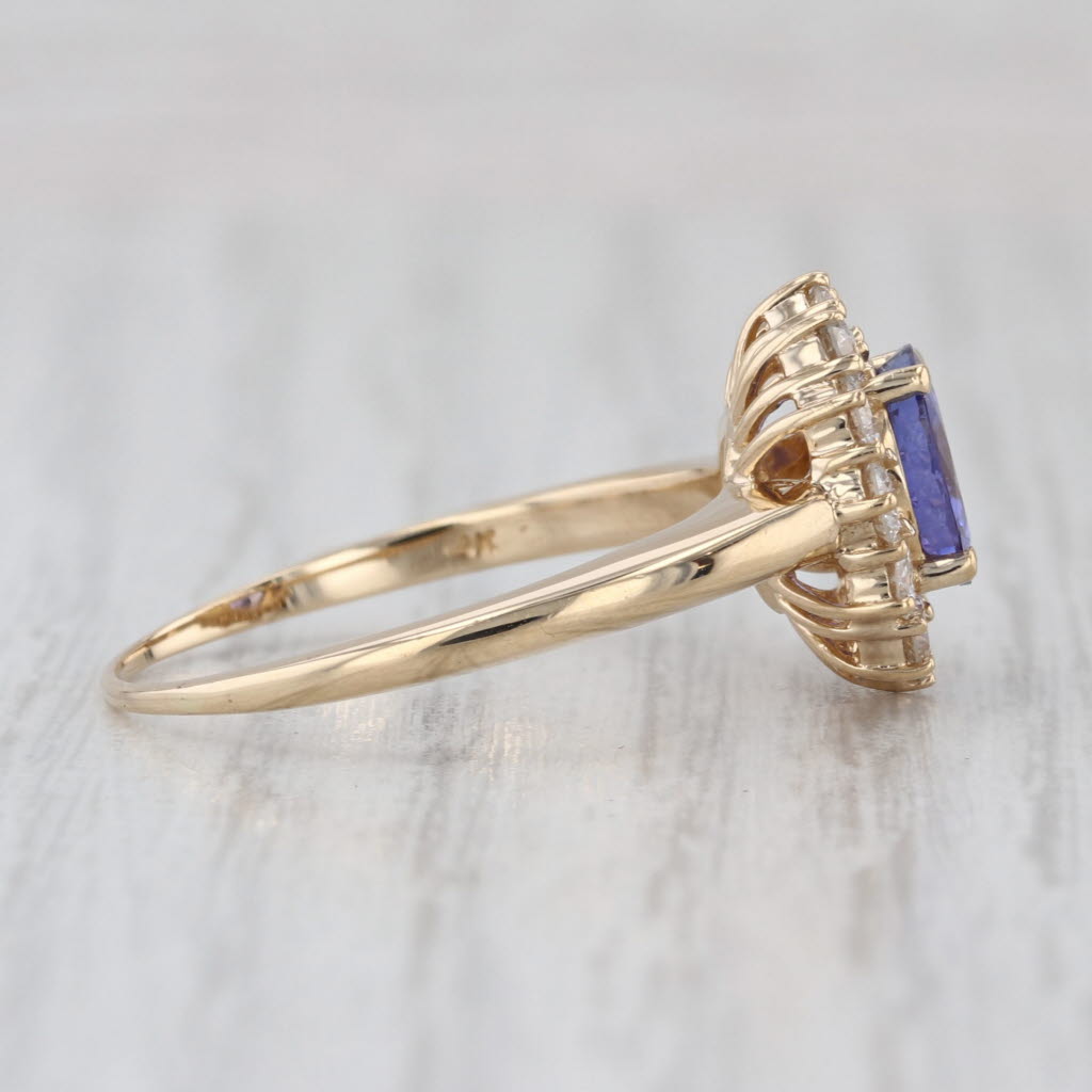 2.46ctw Tanzanite Diamond Halo Ring 14k Yellow Gold Size 9 Engagement