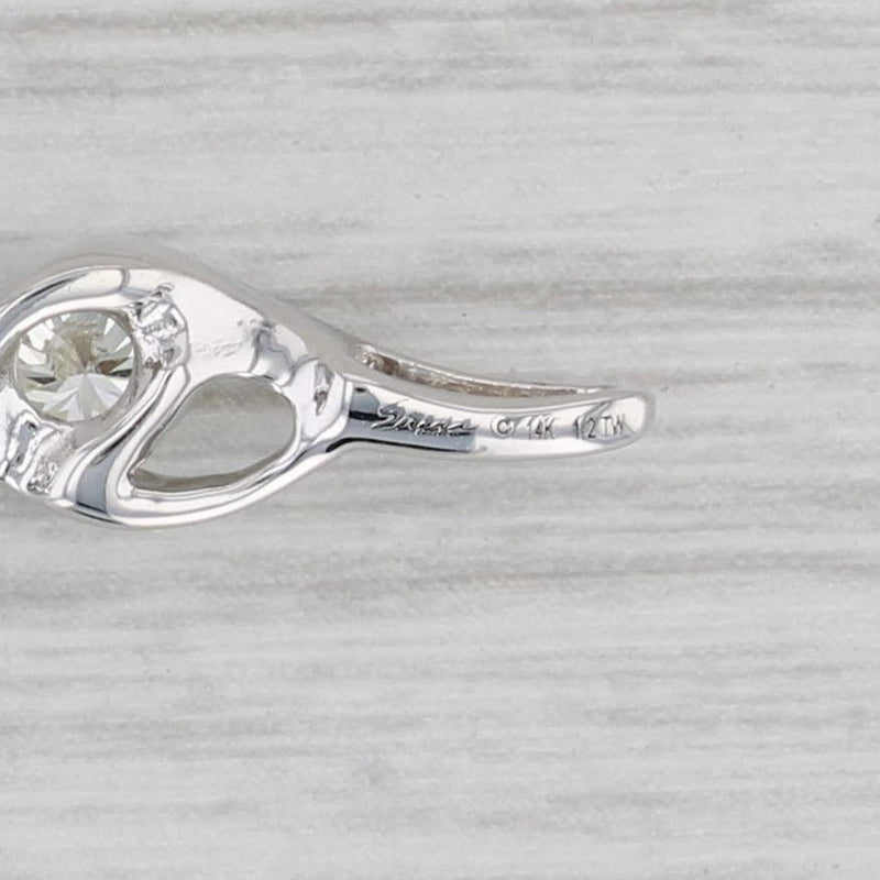 Gray 0.50ctw Diamond 3-Stone Journey Pendant 14k White Gold Twist Drop