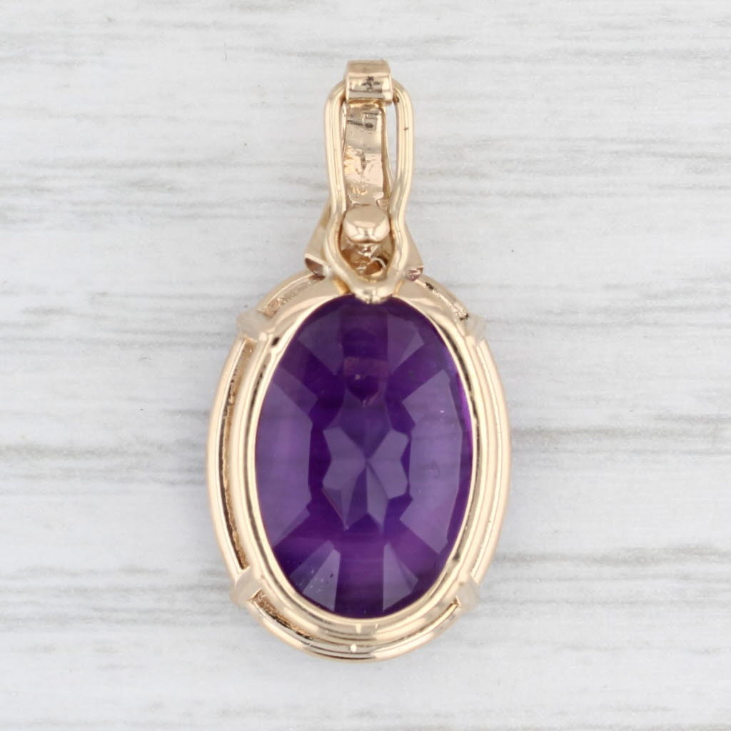 Light Gray 11ct Oval Amethyst Solitaire Enhancer Pendant 14k Yellow Gold