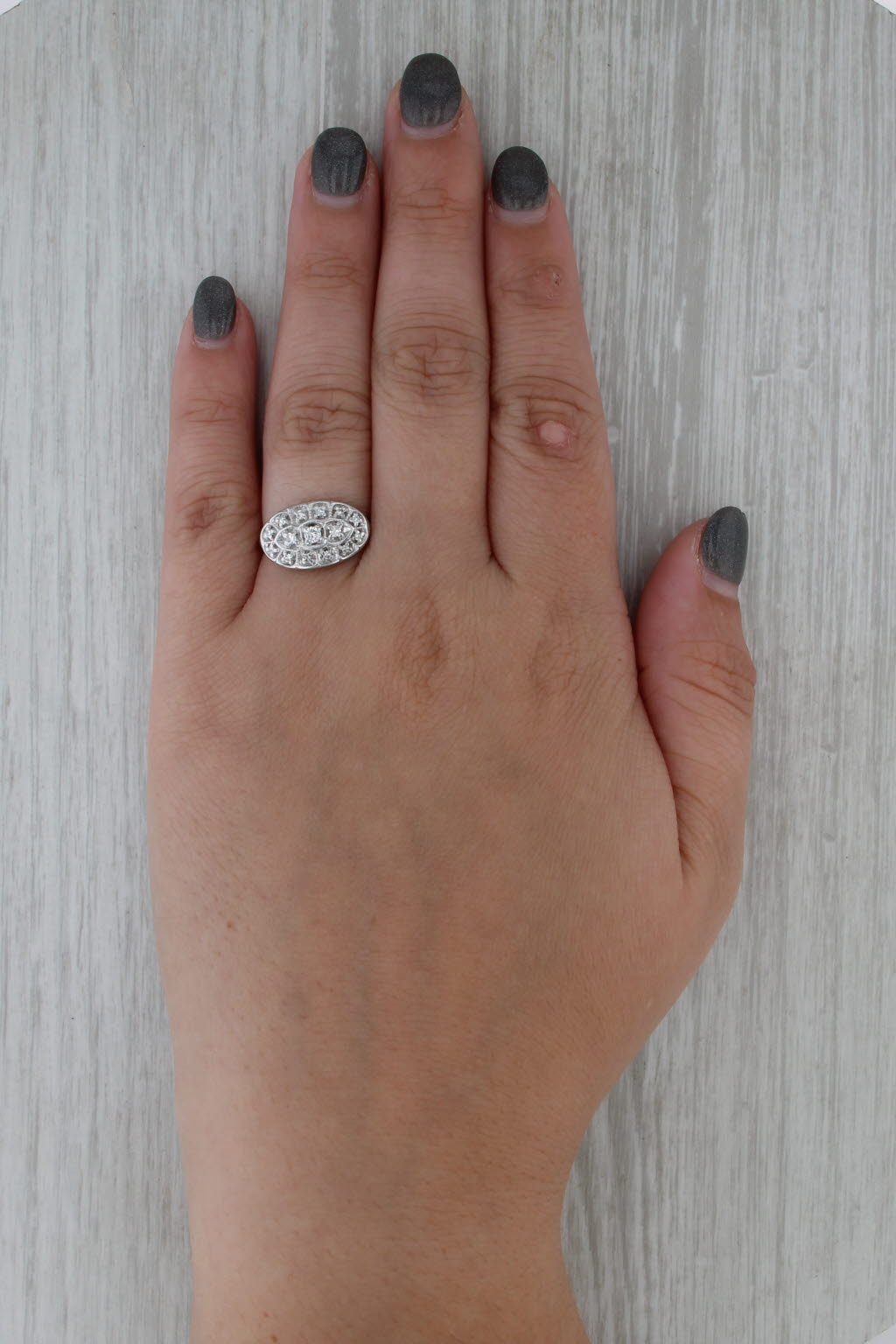 Vintage 0.22ctw Diamond Ring 14k White Gold Size 7.5