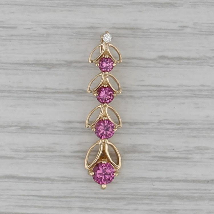 1.24ctw Garnet Diamond Flower Journey Pendant 14k Yellow Gold