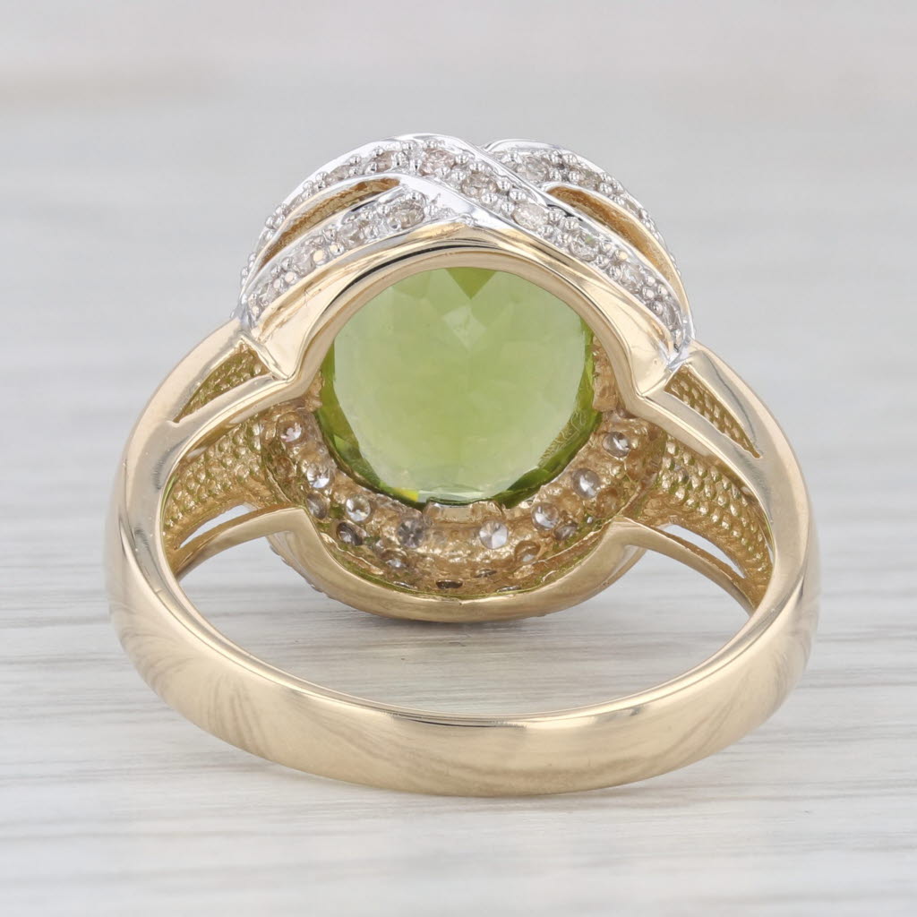 Light Gray 4.90ctw Peridot Diamond Halo Ring 14k Yellow Gold Size 9 Cocktail