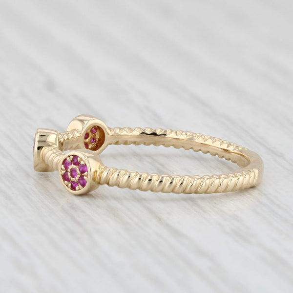 New Ruby Flowers Ring 14k Yellow Gold Wedding Band Stackable Size 6.75