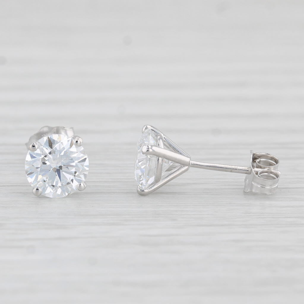 Light Gray New 2.08ctw Lab Created Diamond Stud Earrings 14k White Gold Round Solitaires