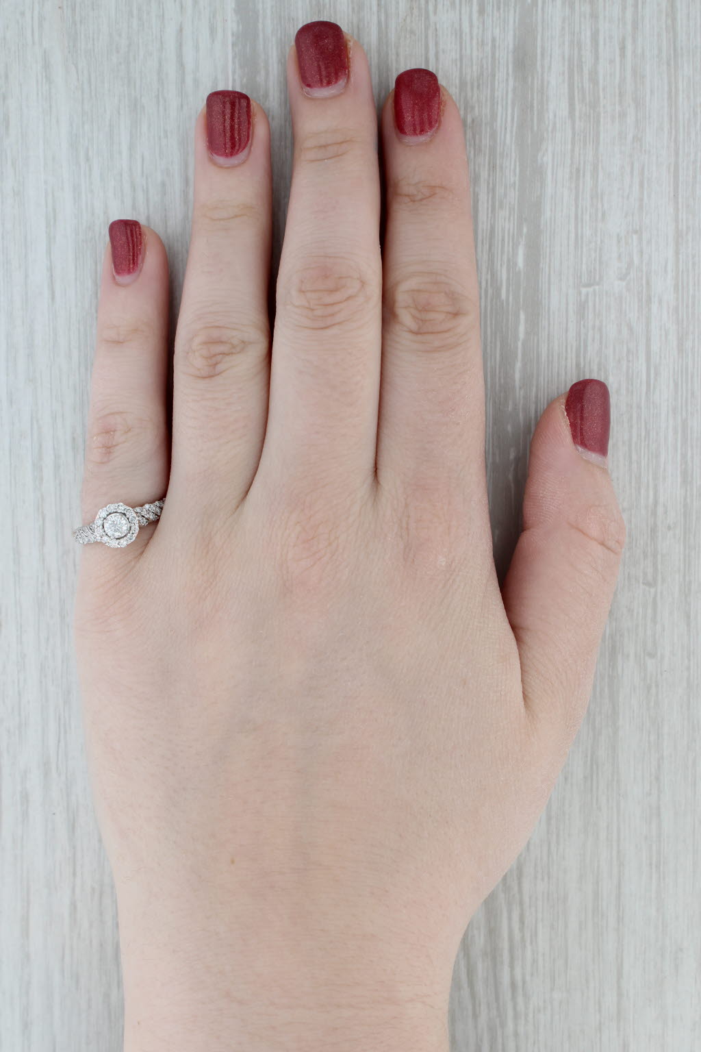 Gray 0.92ctw Diamond Halo Engagement Ring 14k Rose Gold Size 7