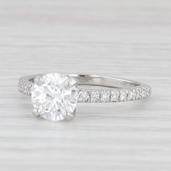 1.37ctw VS2 F Round Diamond Engagement Ring Platinum Size 5.75 GIA