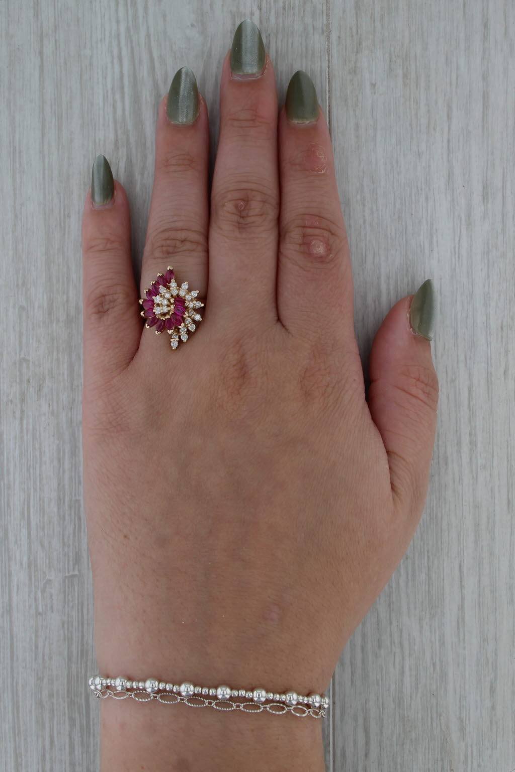 1.90ctw Ruby Diamond Ring 14k Yellow Gold Cocktail Statement Size 6