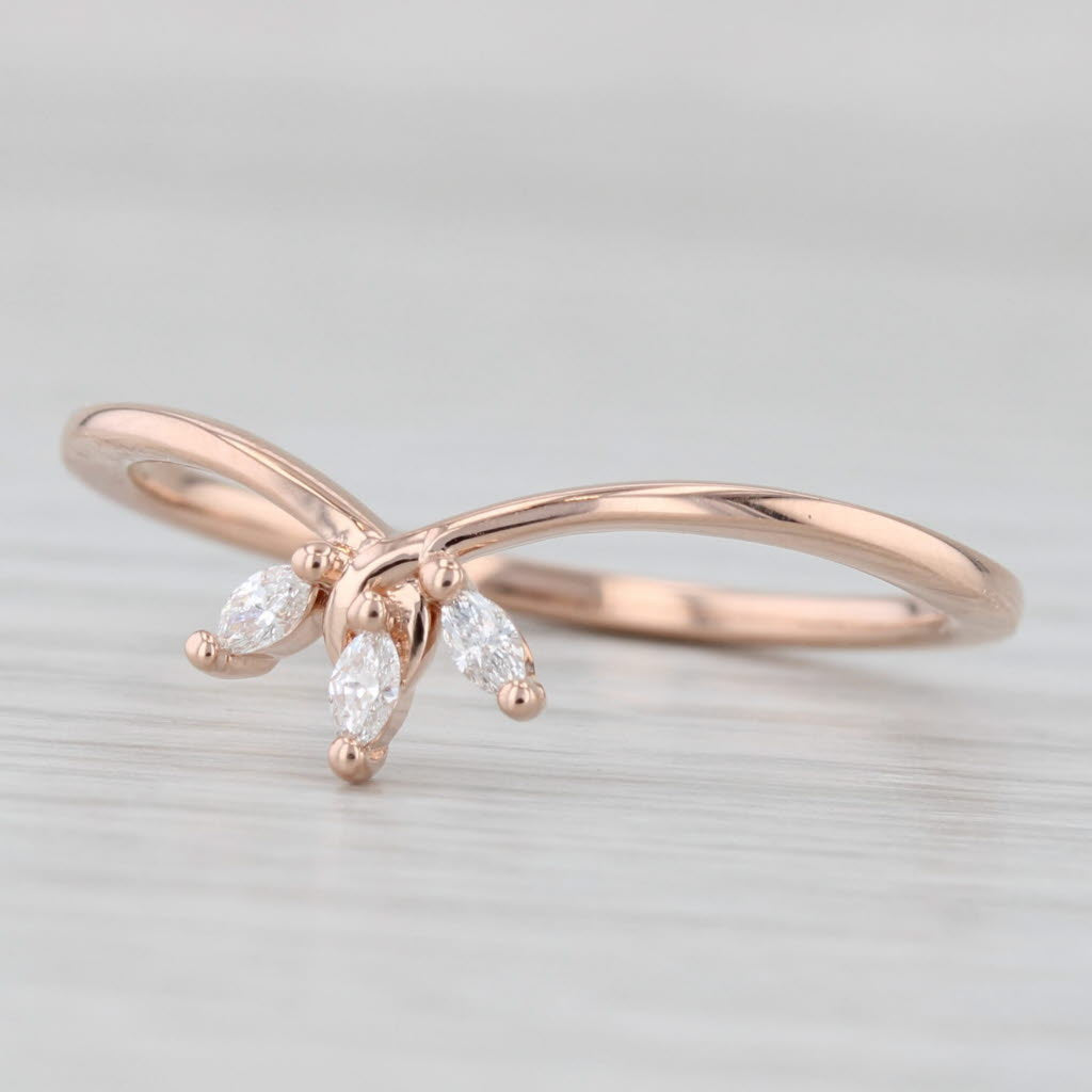 Light Gray Brilliant Earth Abelia Diamond 3-Stone Contoured Ring 14k Rose Gold Bridal