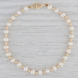 Cultured Freshwater Pearl Bead Strand Bracelet 14k Yellow Gold 7.5"