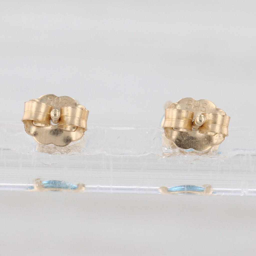 1.20ctw Light Blue Topaz Stud Earrings 14k Yellow Gold Round Solitaire Studs