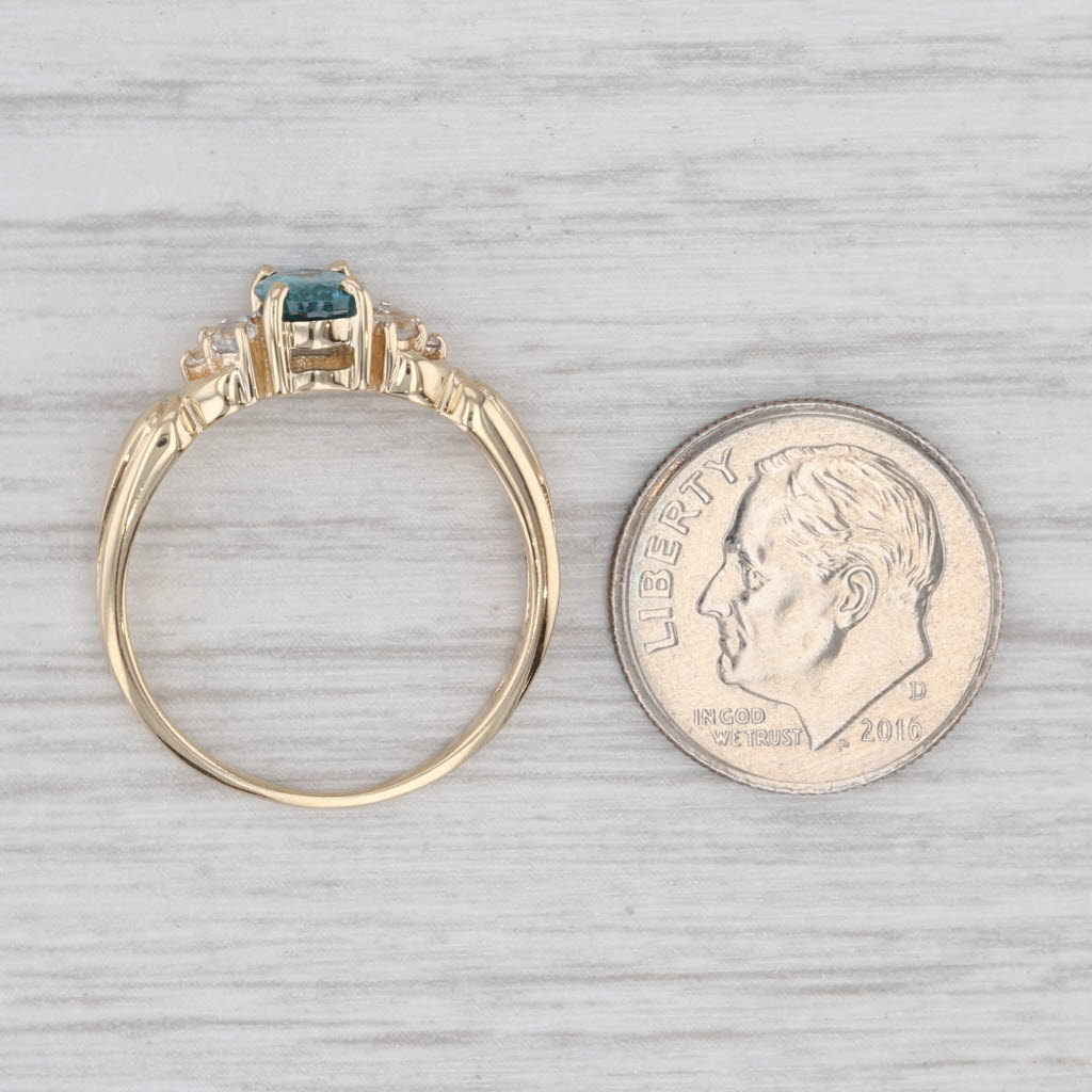 Light Gray 1.34ctw Blue Zircon White Topaz Ring 14k Yellow Gold Size 8.25