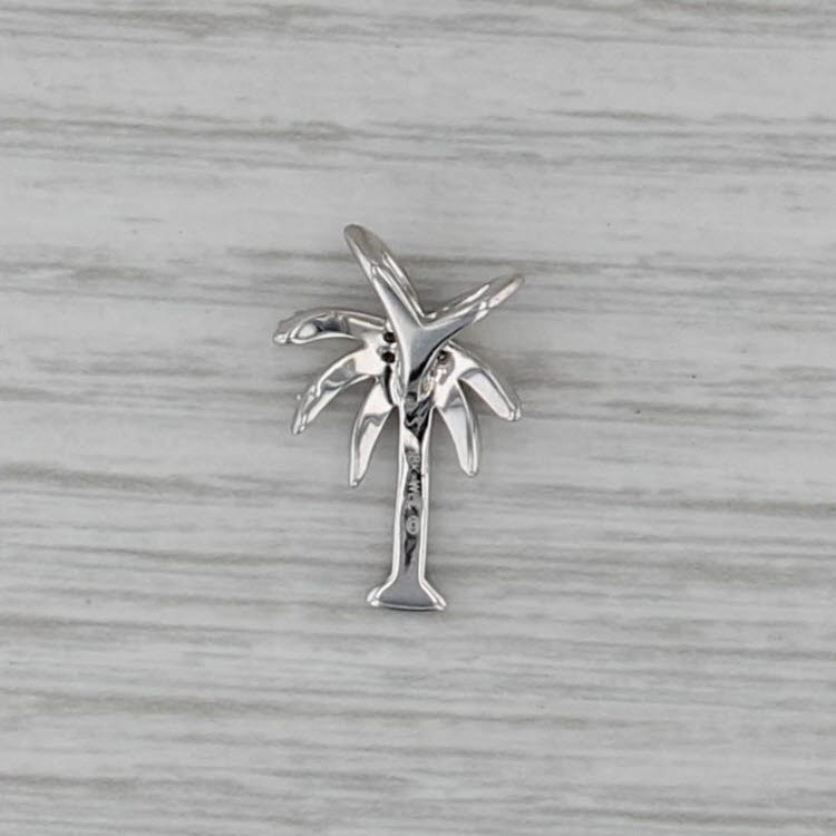 0.20ctw Diamond Palm Tree Pendant 18k White Gold Small Drop