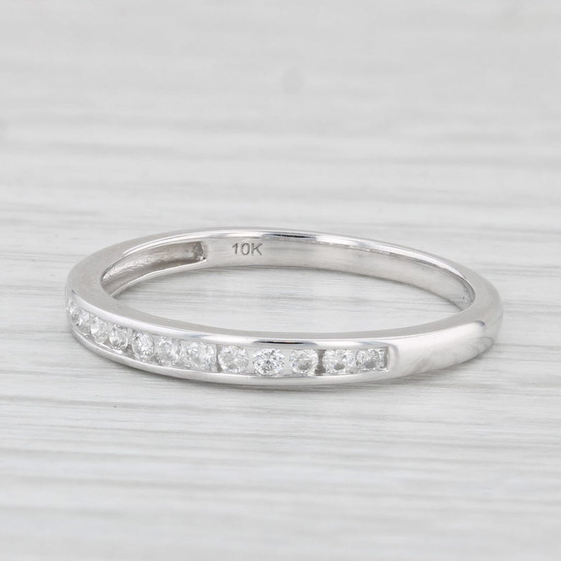 0.15ctw Diamond Wedding Band 10k White Gold Size 7 Stackable Ring